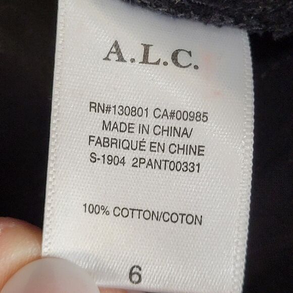 A.L.C. Pants Size 6 Black Lace Straight Leg Cropped High Rise Cotton Semi-Sheer - Picture 7 of 11